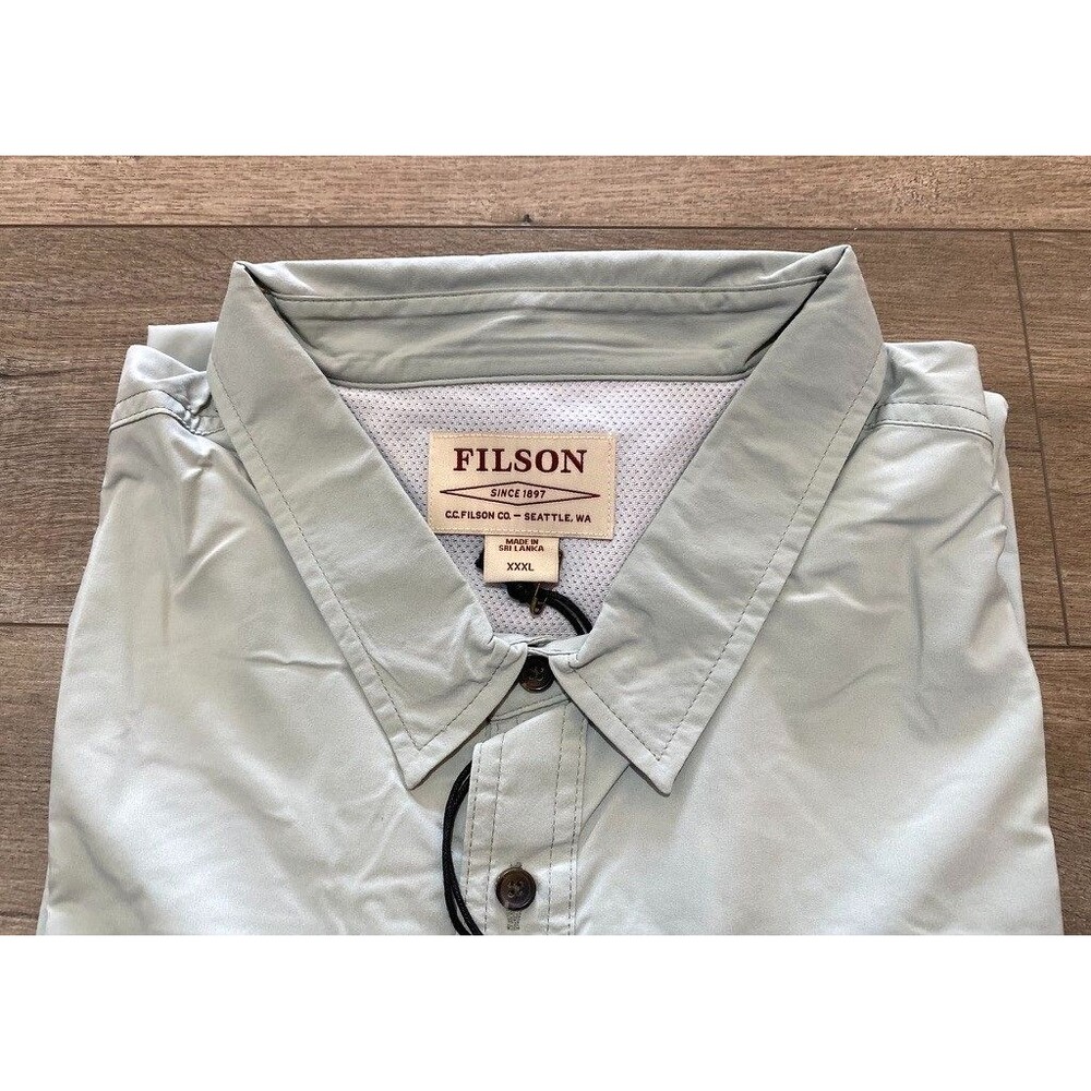Filson Twin Lakes Sport Shirt Mens 3XL Soft Moss Long Sleeve Vented Lightweight - Picture 2 of 10